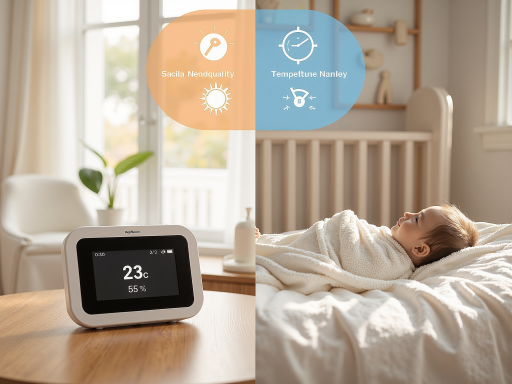 Digital weather station with LCD display showing temperature, humidity, and barometric pressure in white housing on wooden table